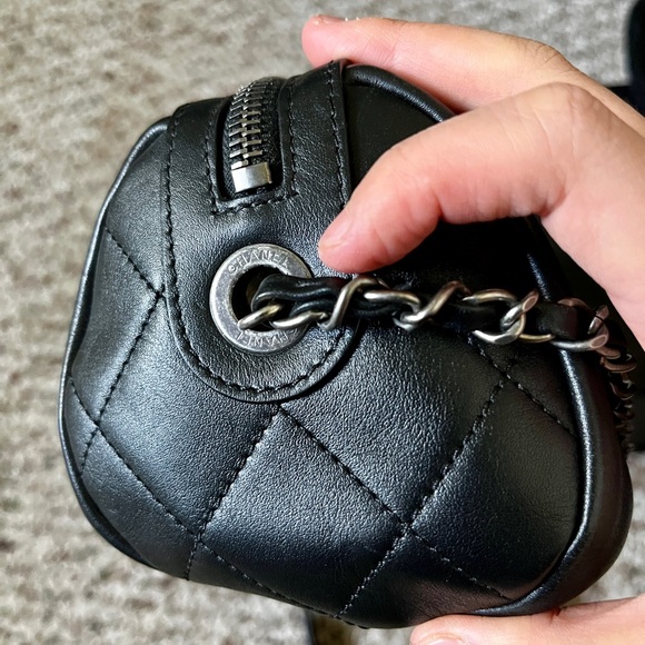 Chanel Black Calfskin Leather Chain Signature Bowling Bag - Picture 3 of 8